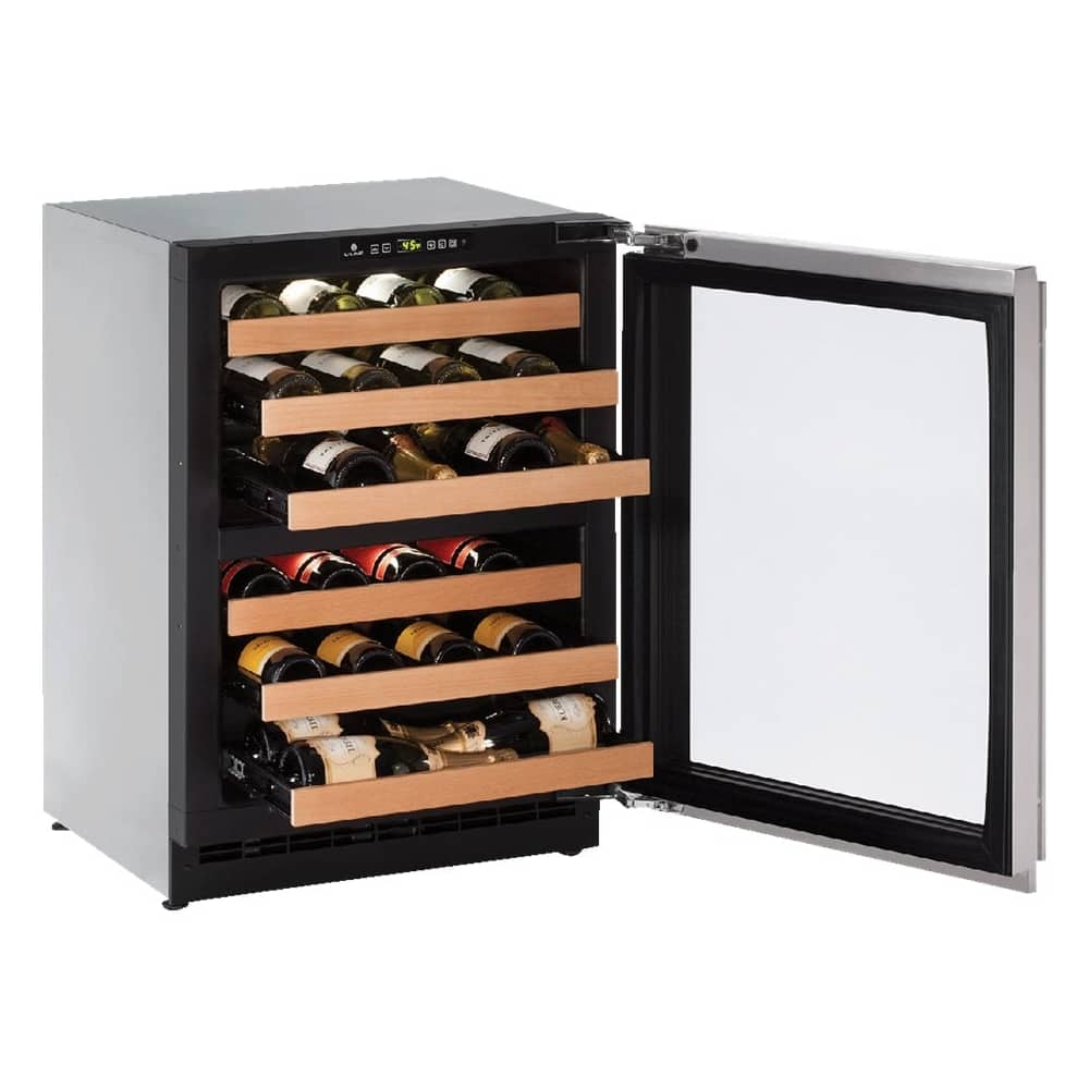 Left View: U-Line - Wine Captain 43-Bottle Wine Cooler - Stainless Steel