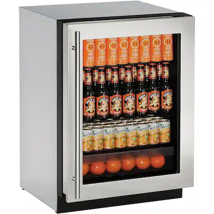 Angle. U-Line - 2000 Series 4.9 Cu. Ft. Built-In Mini Fridge - Stainless Steel.