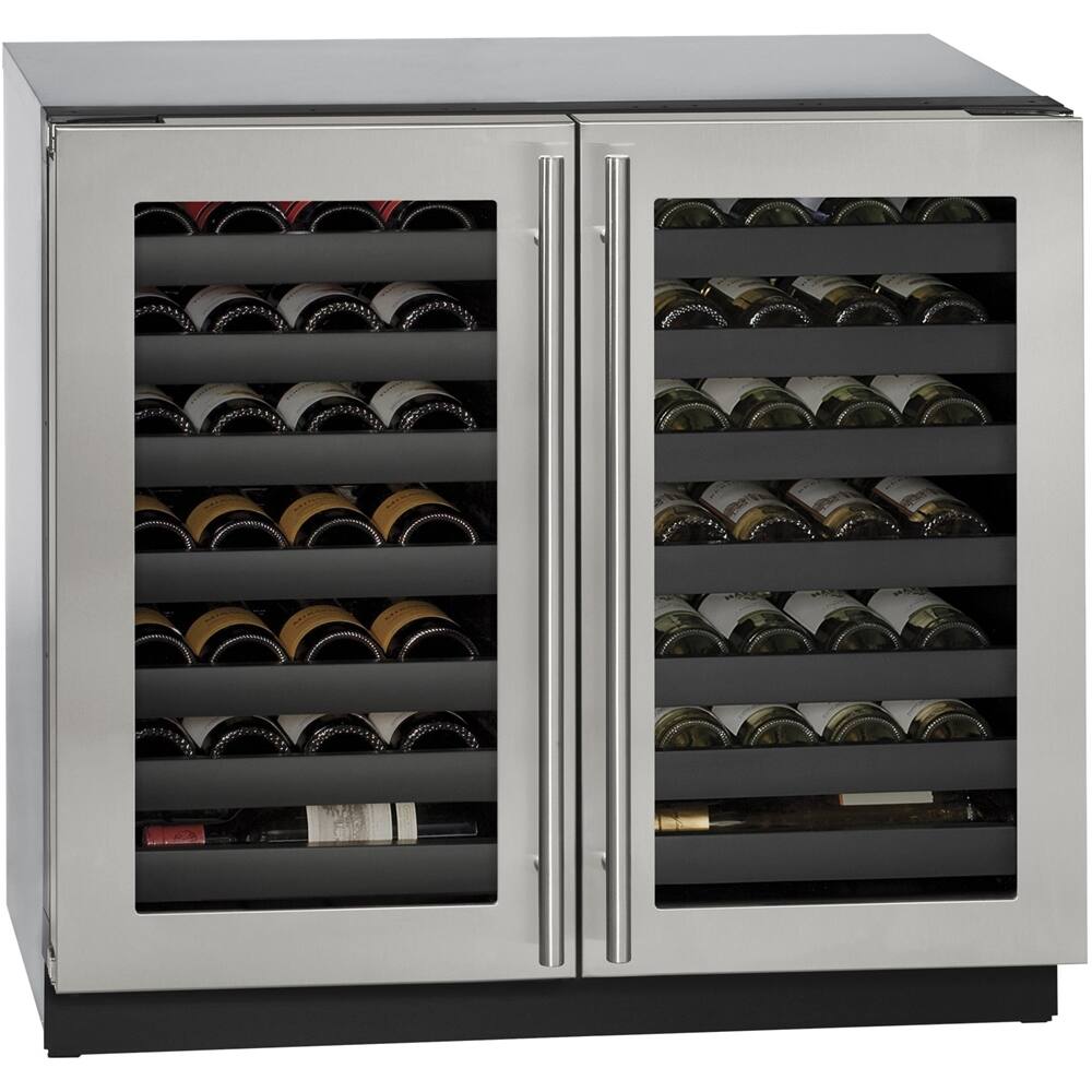 Left. U-Line - Wine Captain 62-Bottle Built-In Wine Cooler - Stainless Steel.