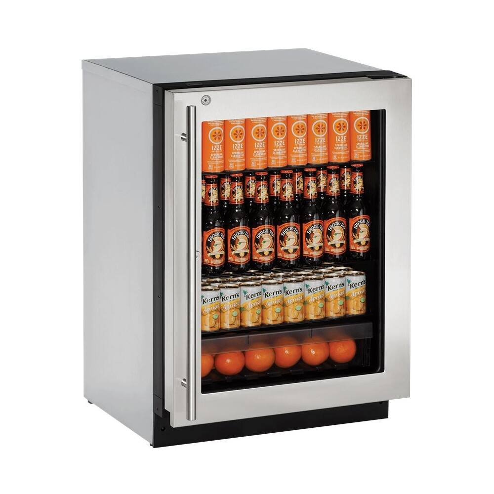 Angle. U-Line - 2000 Series 4.9 Cu. Ft. Built-In Mini Fridge - Stainless Steel.