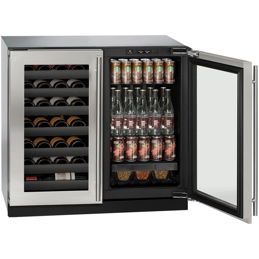 Left View: U-Line - Modular 3000 Series 31-Bottle Built-In Wine Refrigerator - Stainless steel