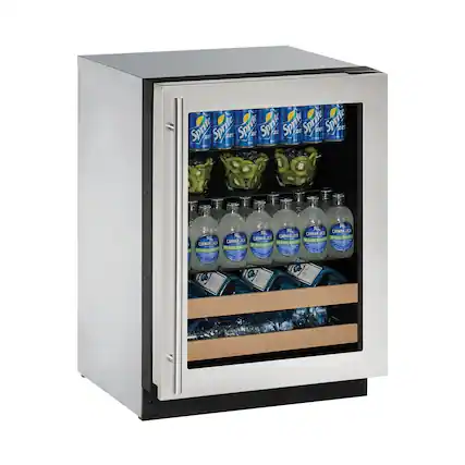 Angle. U-Line - 2000 Series 10-Bottle Built-In Wine Refrigerator - Stainless Steel.