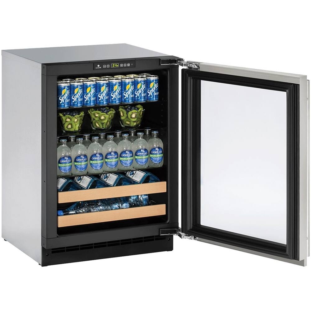 Left. U-Line - 2000 Series 10-Bottle Built-In Wine Refrigerator - Stainless Steel.
