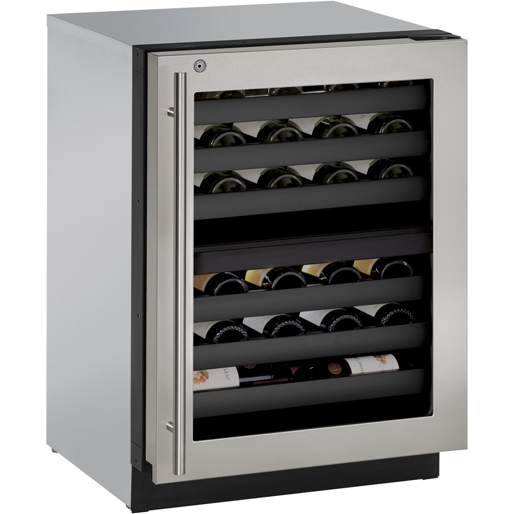 Angle View: U-Line - Wine Captain 43-Bottle Built-In Wine Cooler - Stainless steel