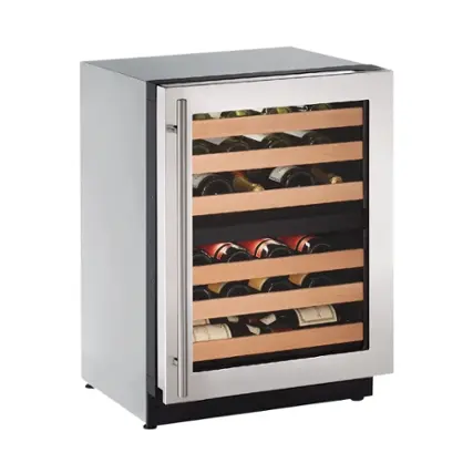 Front. U-Line - Wine Captain 43-Bottle Wine Cooler - Stainless Steel.