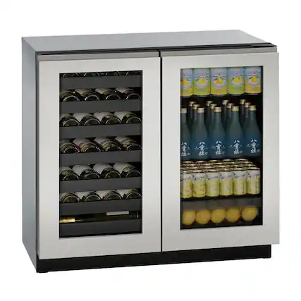 Angle. U-Line - Modular 3000 Series 31-Bottle Built-In Wine Refrigerator - Custom Panel Ready.