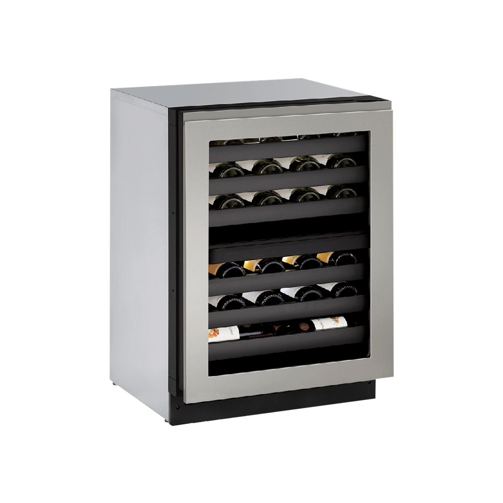 Angle View: U-Line - Wine Captain 43-Bottle Built-In Wine Cooler - Stainless steel