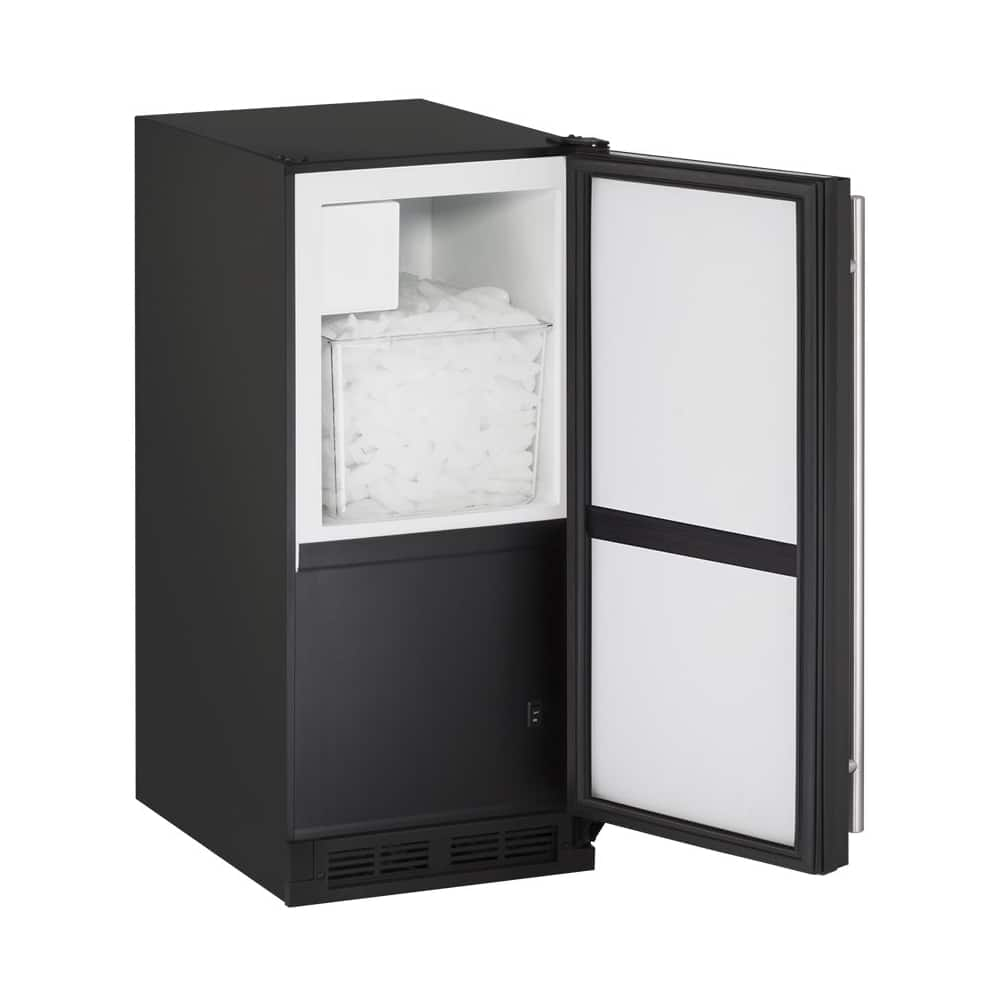 Left View: U-Line - 1000 Series 14.9" 25 lb Freestanding Icemaker - Black