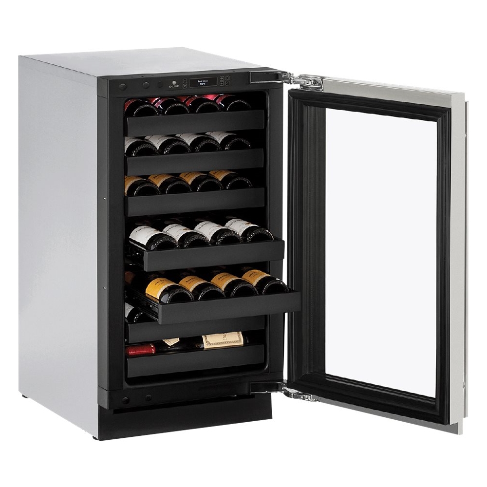 Angle View: U-Line - Wine Captain 31-Bottle Built-In Wine Cooler - Stainless steel