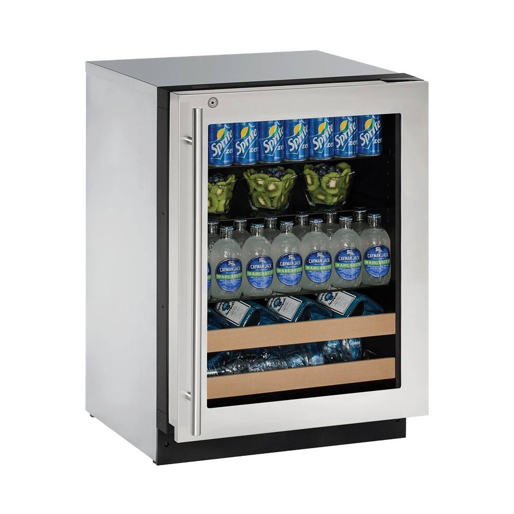 Angle. U-Line - 2000 Series 10-Bottle Built-In Wine Refrigerator - Stainless Steel.