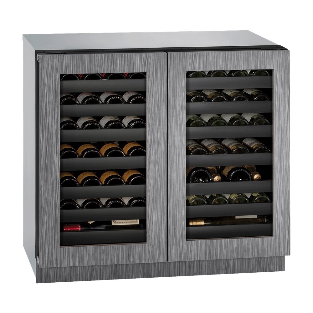 Angle View: U-Line - Captain® 2000 Series 43-Bottle Built-In Wine Cooler - Stainless steel