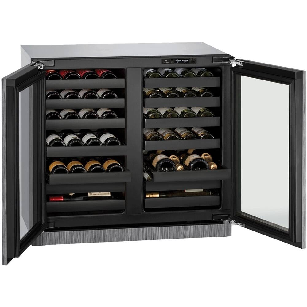 Left. U-Line - Wine Captain 62-Bottle Built-In Wine Cooler - Custom Panel Ready.