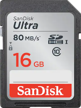 Front. SanDisk - Ultra 16GB SDHC UHS-I Memory Card.