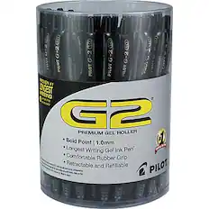 G2
PILOT
PROVEN #1 LONGEST WRITING
G2 PREMIUM GEL ROLLER
Bold Point 1.0mm
Longest Writing Gel Ink Pen
Comfortable Rubber Grip
Retractable and Refillable