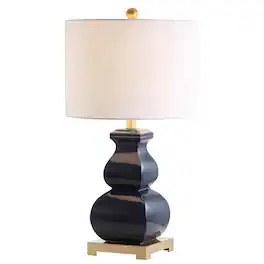Jonathan Y - Vienna 25.5" Ceramic LED Table Lamp, /Gold - Navy