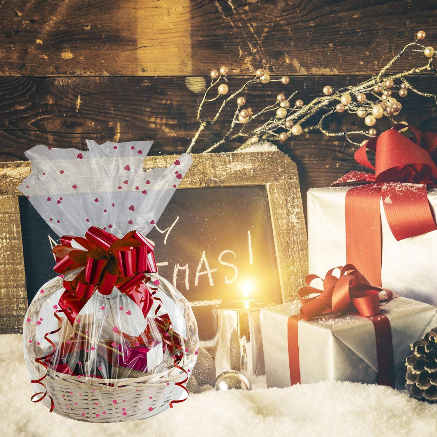 Alt View 4. Paradigms Interiors - Clear Basket Bags Inches Large Cellophane Printed Wrap For Gift Baskets - Default.