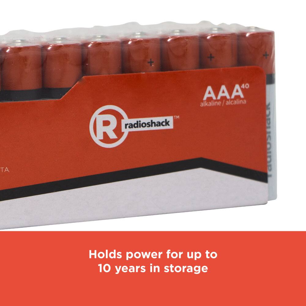 + + +  
TM  
R  
radioshack  
40 AAA alkaline / alcalina  
ICCK adrosnac  
Holds power for up to 10 years in storage