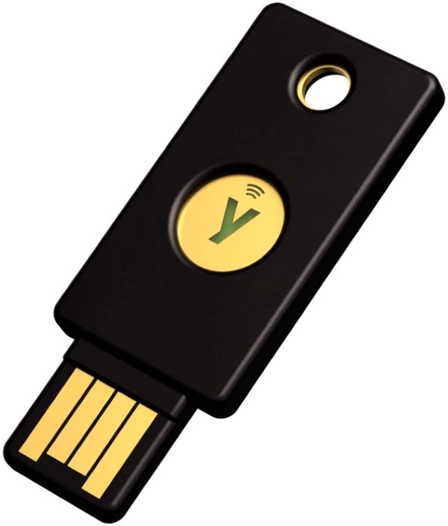 Front. Yubico - Security Key NFC - Two-Factor Authentication Security Key, Connect via USB-A or NFC, FIDO U2F/FIDO2 Certified - Black.