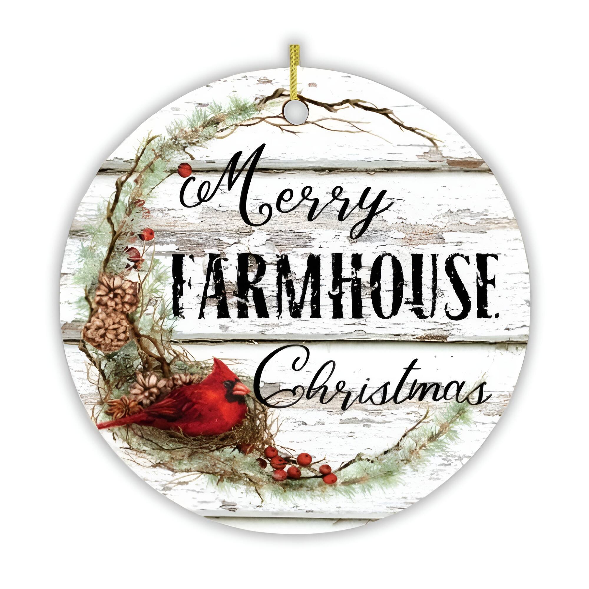 OrnamentallyYou - Merry Farmhouse Christmas Ornament - Multi-colored