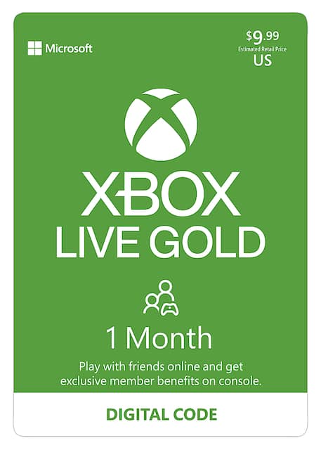 Microsoft Xbox Live 1 Month Gold Membership Digital Digital Item Best Buy