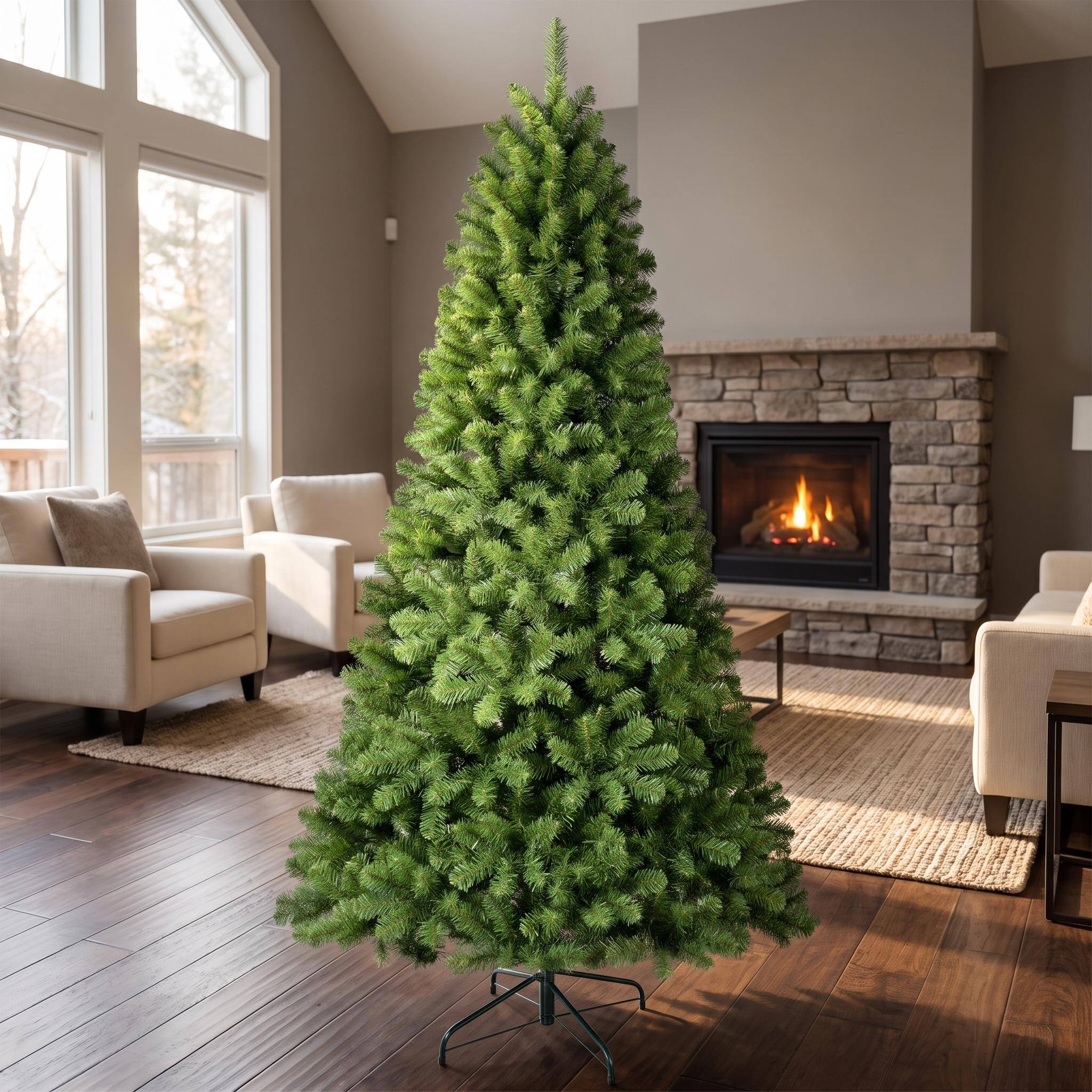 Alt View 9. Forest'nSky - 8 ft. Green Artificial PVC Christmas Tree with 1064 Tips and Memory Wire Hinged Branches - Green.