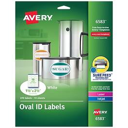 Avery - Easy Peel Laser/Inkjet Oval Print to the Edge Labels, 1-1/2" x 2-1/2", 270 Labels/Pack - White