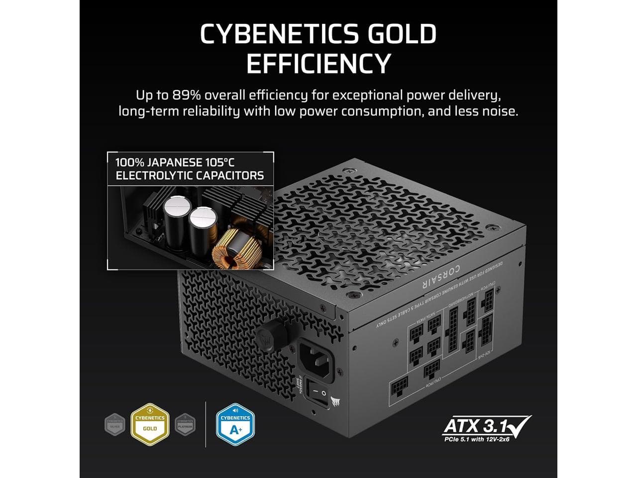 CORSAIR RM850x Fully Modular ATX PSU 12V 2x6, ATX 3.1 & PCIe 5.1