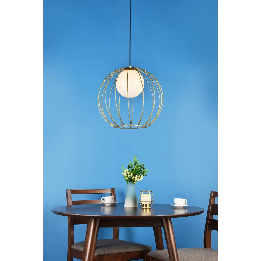 Angle. Living District - Wetzel 1 light brass pendant - Brass And White.