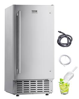 VEVOR - Undercounter Built-in Ice Maker, 66 Lbs/Day Under Counter Nugget Ice Maker Machine with Reversible Door Stainless Steel - Silver