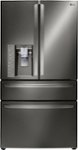 Front Zoom. LG - 22.7 Cu. Ft. Counter-Depth 4-Door French Door Refrigerator with Thru-the-Door Ice and Water - Black stainless steel.