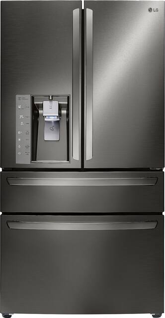 Lg 22 7 Cu Ft Counter Depth 4 Door French Door Refrigerator With Thru The Door Ice And Water Black Stainless Steel Lmxc23746d Best Buy