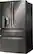 Left. LG - 22.7 Cu. Ft. Counter-Depth 4-Door French Door Refrigerator with Thru-the-Door Ice and Water - Black Stainless Steel.