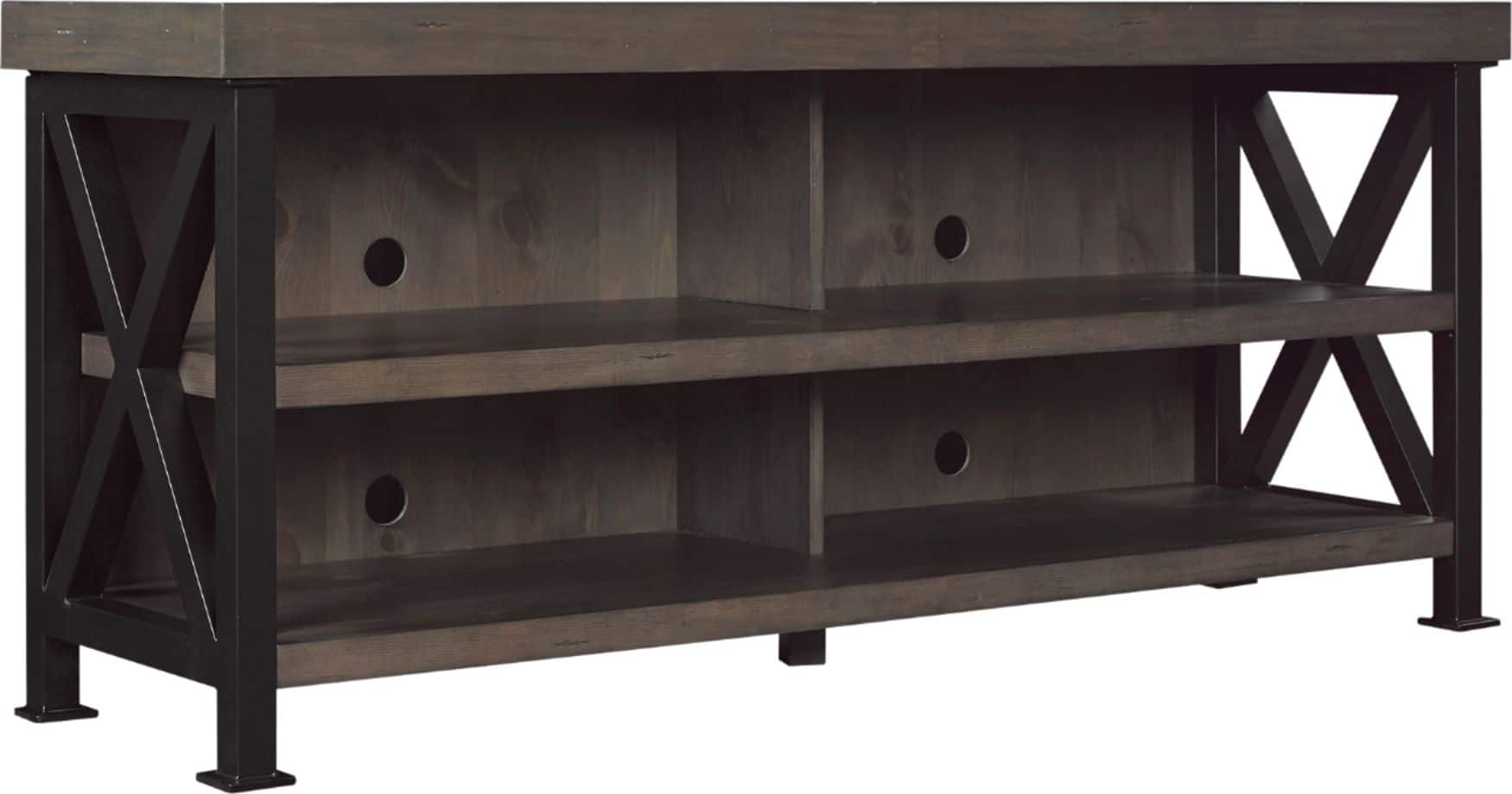 Angle. Bell'O - Open Front TV Stand for Most Flat Screen TV's Up to 65" - Waxy Weathered Pine.