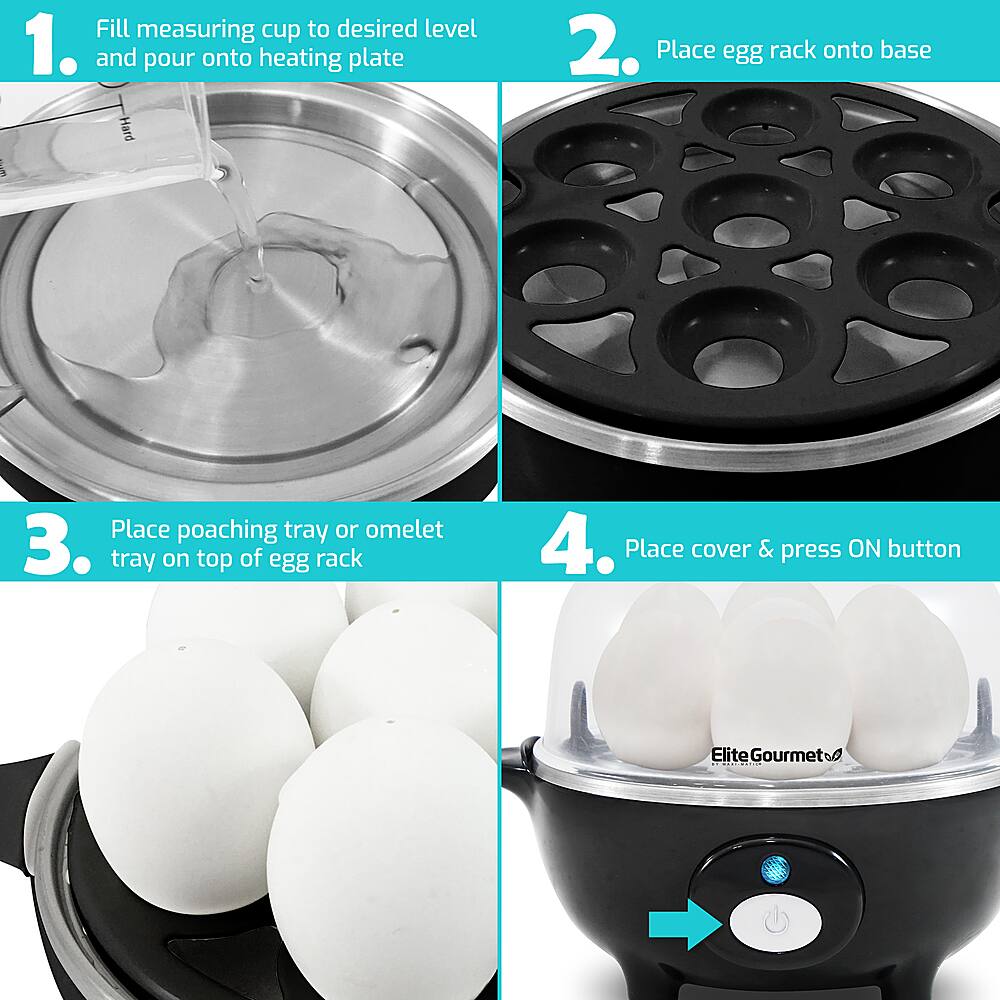 Customer Reviews Elite Gourmet 7Egg Automatic Egg Cooker Black EGC