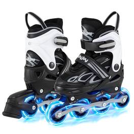 Costway - Kids' Inline Skates for Boys Girls Ages 5-7, 4 Sizes Adjustable Blade Roller - White & Black