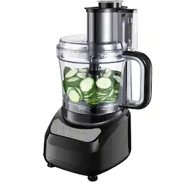 FOHERE - Food Processor 11 CUP, 2-in-1 Large Feed Chute Vegetable Chopper - Black