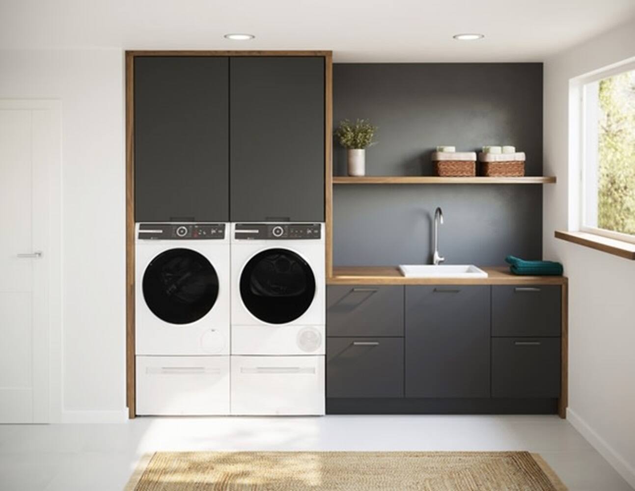 Alt View 5. Bosch - 24 in. Wide Laundry Pedestal with Storage Drawer for Select Bosch Washers - White.