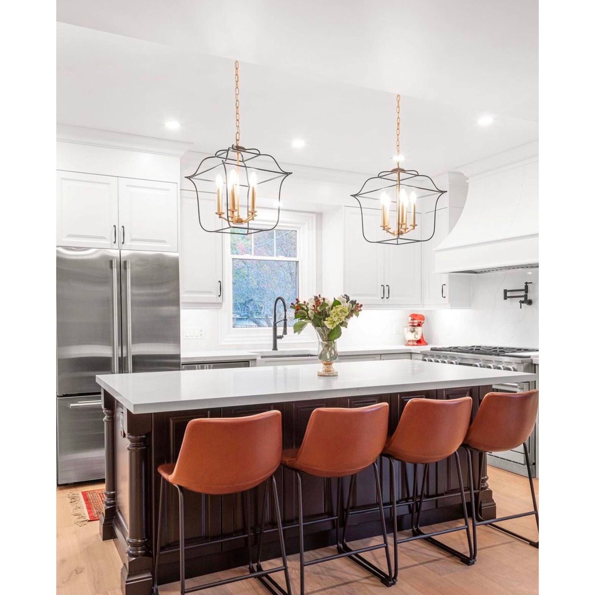 Alt View 4. CWI Lighting - Tudor 5 Light Chandelier With Satin Gold & Black Finish - Satin Gold & Black.