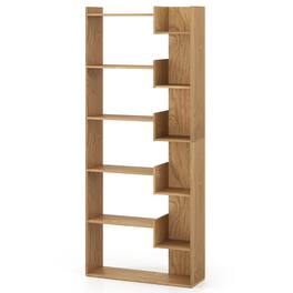Costway - 1 PCS 6-tier Bookshelf Tall Display Shelf with 11 Open Shelves 2 Anti-tipping Kits - Natural