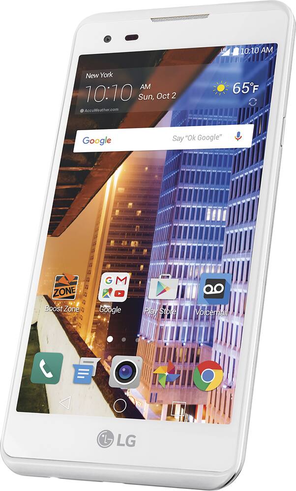 Left. Boost Mobile - LG Tribute HD 4G LTE with 16GB Memory Prepaid Cell Phone - White.