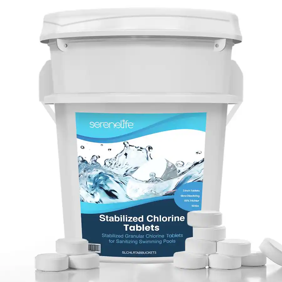 SereneLife Stabilized Granular Chlorine Tablets – 50 lbs for Swimming ...