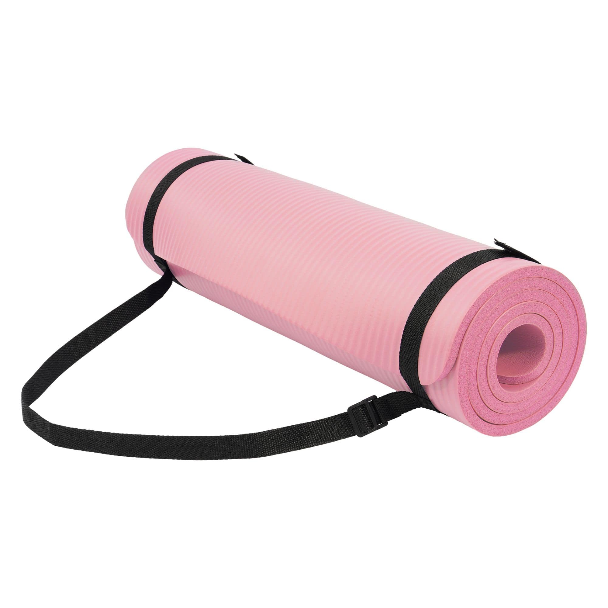 Front. Fitvids - Fitvids 1/2" Thick High Density Exercise Yoga Mat, Carrying Strap, Pale Pink - Pearly Pink.