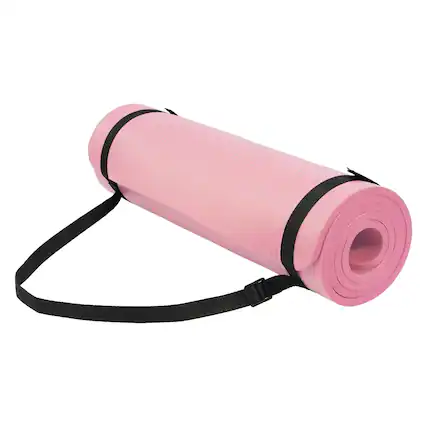 Front. Fitvids - Fitvids 1/2" Thick High Density Exercise Yoga Mat, Carrying Strap, Pale Pink - Pearly Pink.