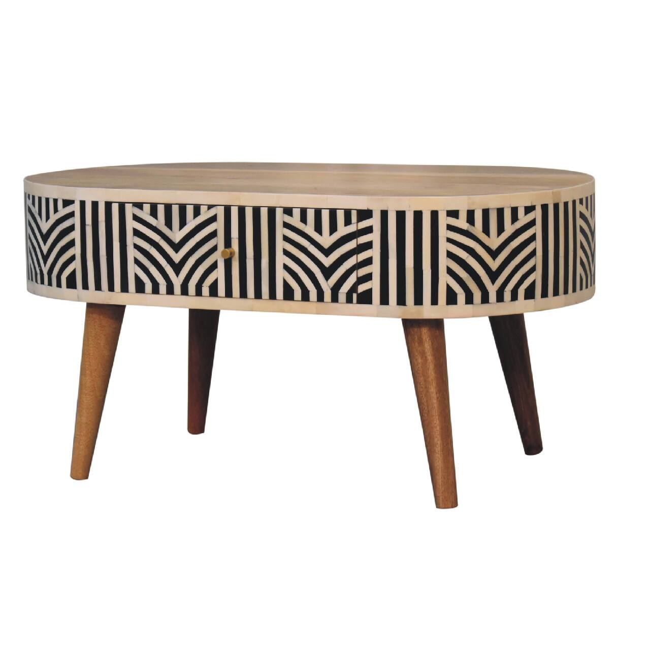 Angle. Artisan Furniture - Artisan Furniture Solid Wood Edessa Bone Inlay Coffee Table, 2 Drawers, Beige - Beige.