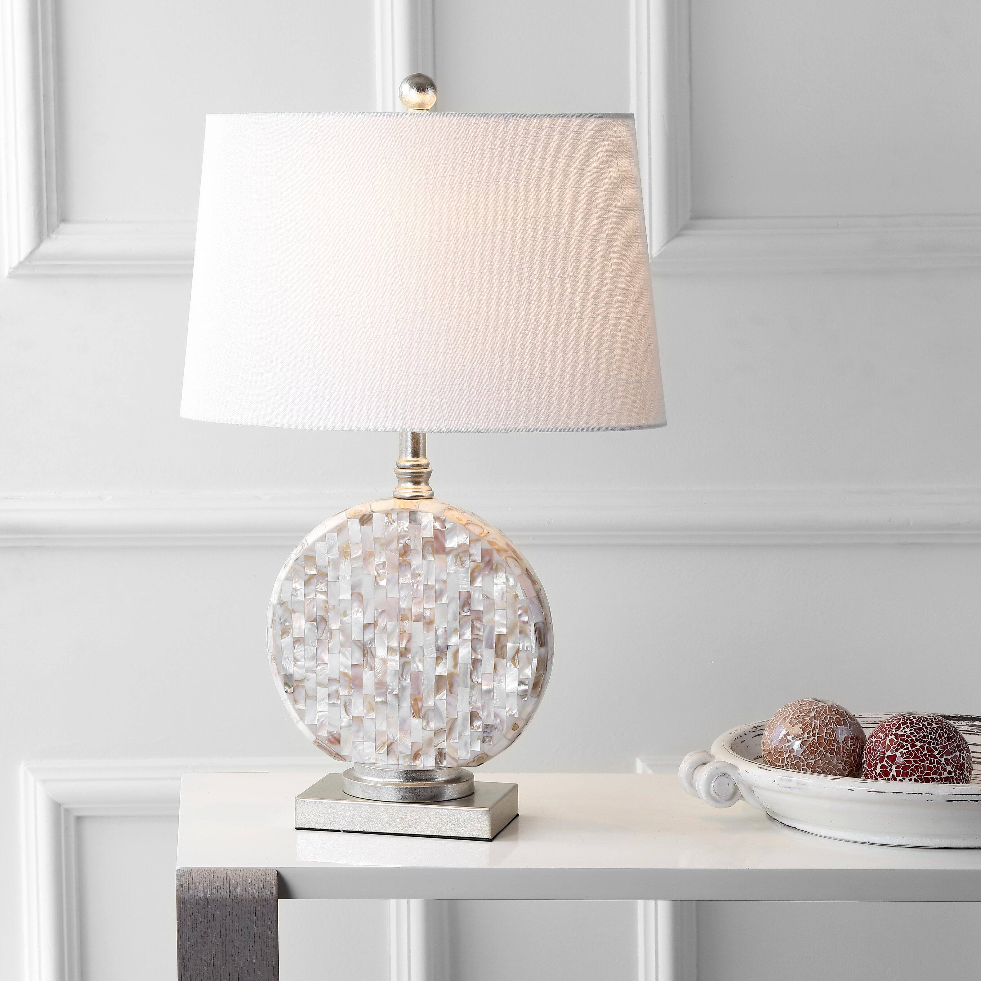 Alt View 1. Jonathan Y - Dennis 24" Seashell LED Table Lamp, Cream - Cream.
