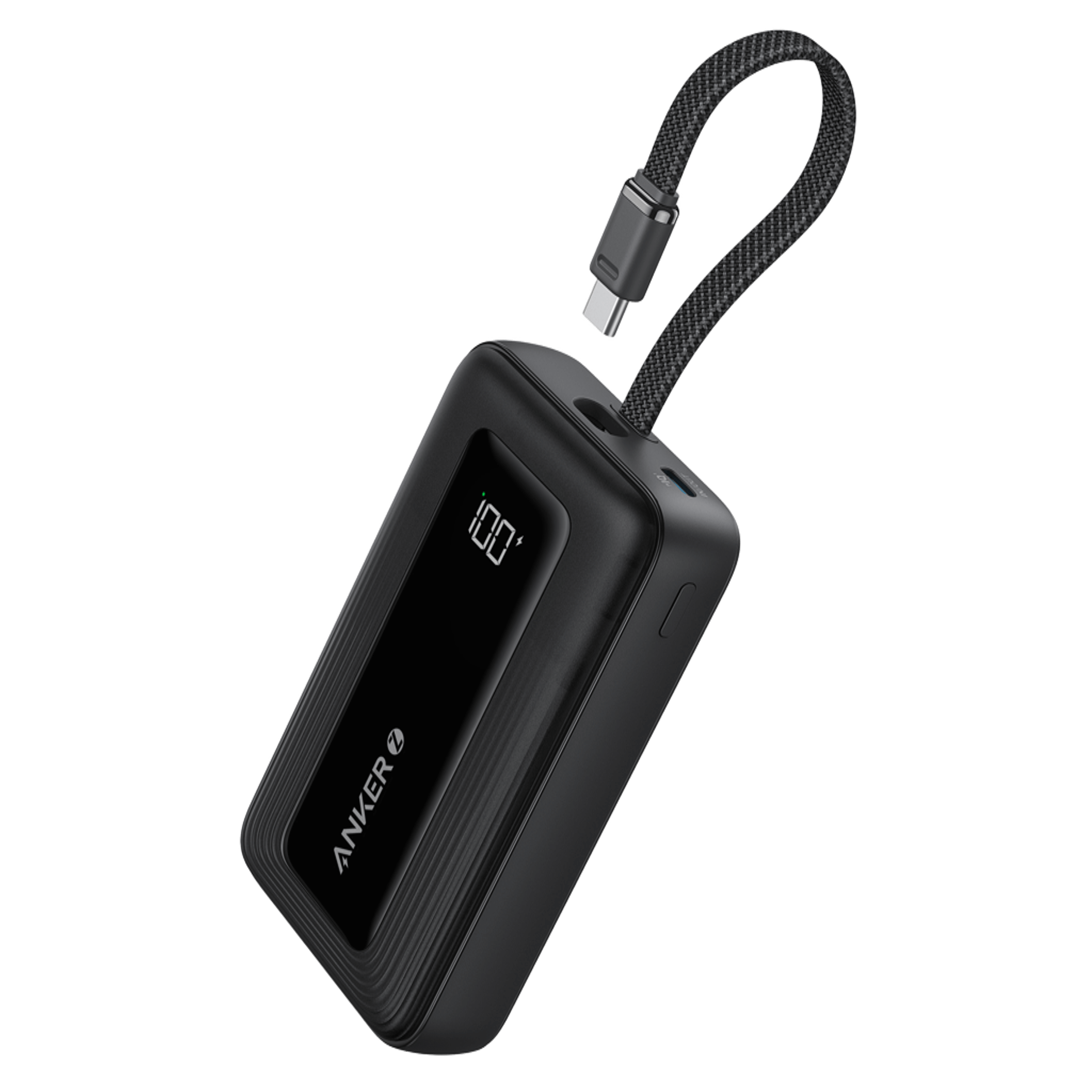 Anker - POWER BANK(20,000 MAH, BUILT-IN USB-C CABLE) - BLACK