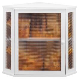 Unique Bargains - Corner Bread Box for Kitchen Countertop, Bamboo Large Capacity Bread Storage with Acrylic Wavy Door, Extra Large - White