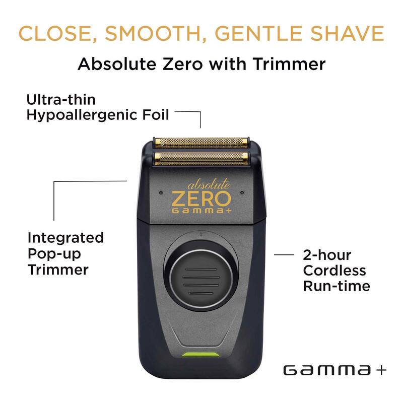 CLOSE, SMOOTH, GENTLE SHAVE
Absolute Zero with Trimmer
Ultra-thin Hypoallergenic Foil
Integrated Pop-up Trimmer
2-hour Cordless Run-time
Gamma +