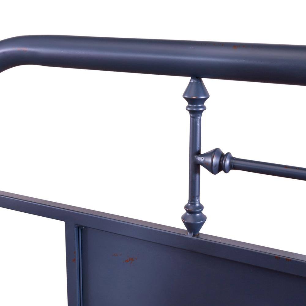 Back. Liberty Furniture Industries - Vintage Series Queen Metal Headboard - Navy in Distressed Metal - Blue.