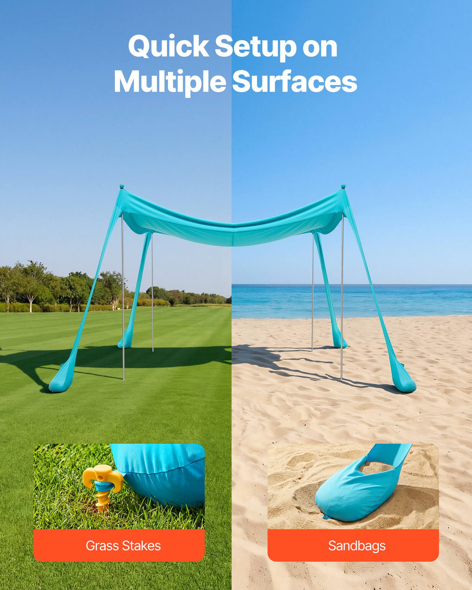 Quick Setup on Multiple Surfaces

Grass Stakes

Sandbags